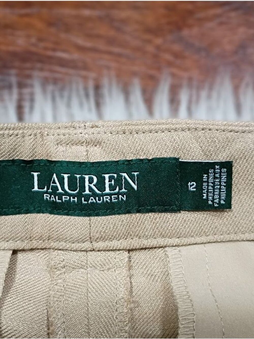 Lauren Ralph Lauren Beige Linen-Blend Wide-Leg Cropped Pants Size 12 - Picture 4 of 14